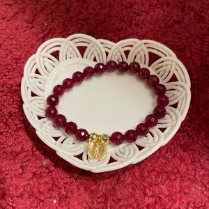 Elegant Gold and Red Beaded Bracelet